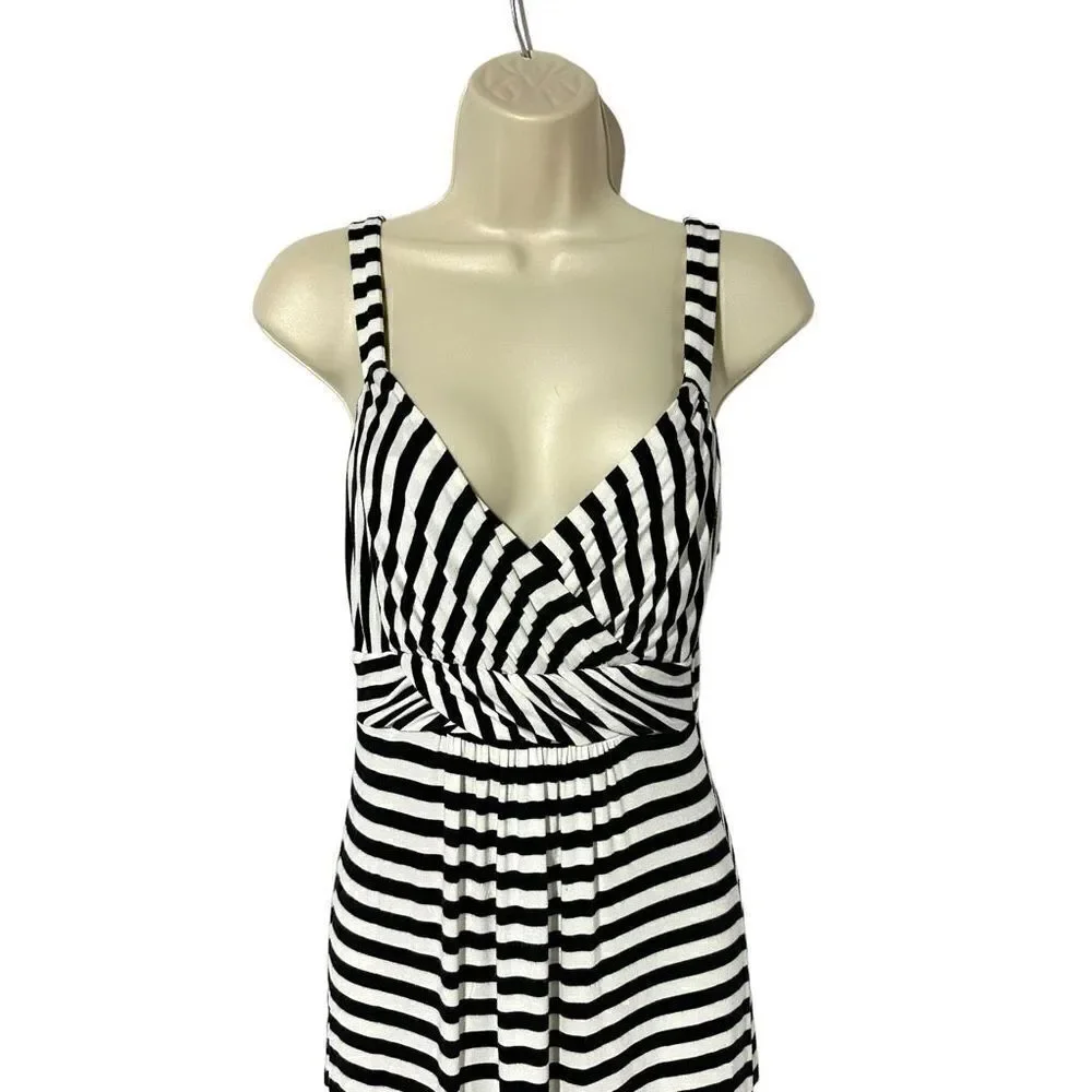 Boston Proper Women’s Black & White Stripped Maxi Dress Size XS